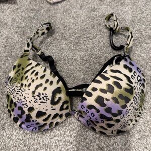 Candie's Leopard Print Bra - Green and Purple
